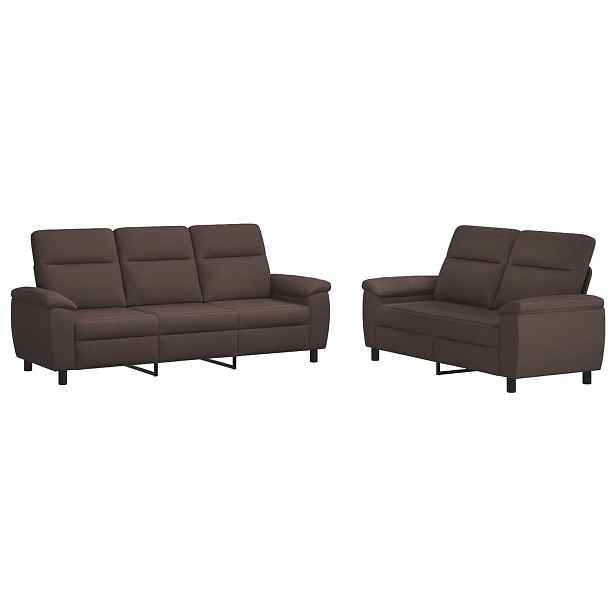 vidaXL Set pohovek 2 pcs Tmavě hnědá Textil