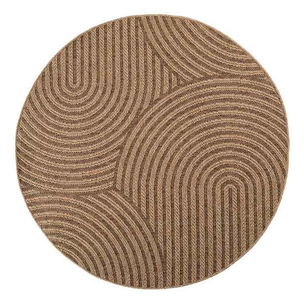 Hnědý kulatý vnitřní a venkovní koberec ø 120 cm Timber 1401 – Ayyildiz Carpets