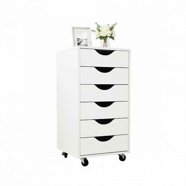 Relaxdays KONTEJNER Bílý pojízdný 6 zásuvek MDF 78 cm