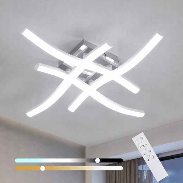 Stropní Led lampa lustr bílá+chrom moderní do obývacího pokoje s dálkovým ovládáním 28W