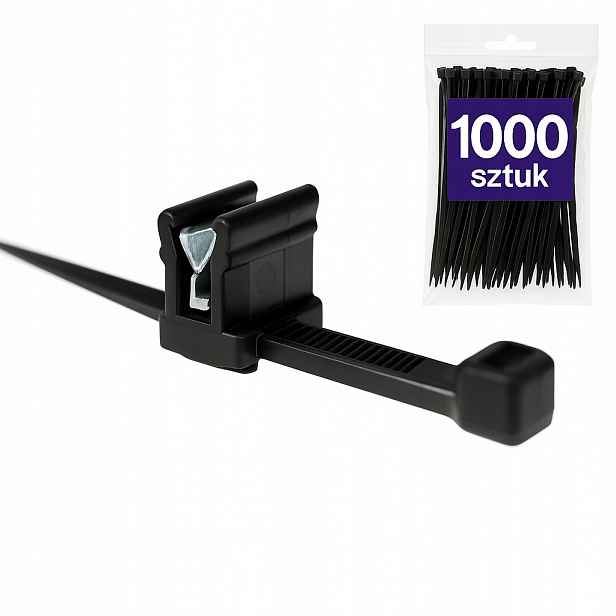 Kabelová páska s klipem CLK2 200x4,6 mm černá 1000 ks