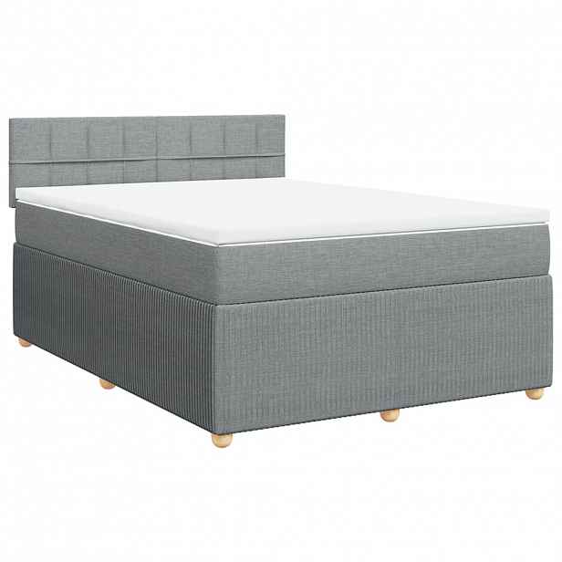 vidaXL Box spring postel s matrací světle šedá 160 x 200 cm textil