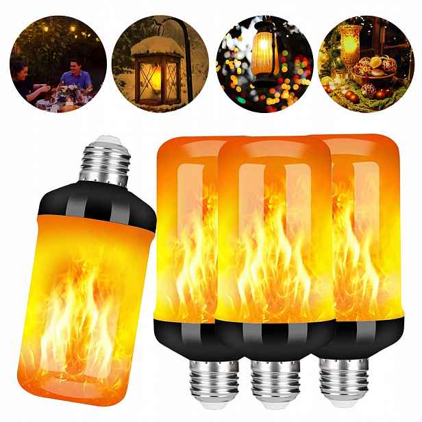 4 Ks Led Plamenových Žárovek S Efektem Plamene Pro Venkovní Použití