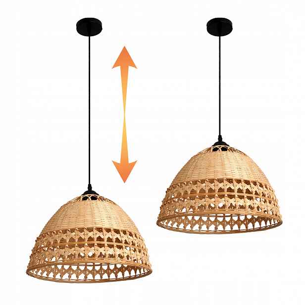 Bambusová závěsná lampa Boho Pletené stínítko Přírodní 1xE27 Stropní závěs