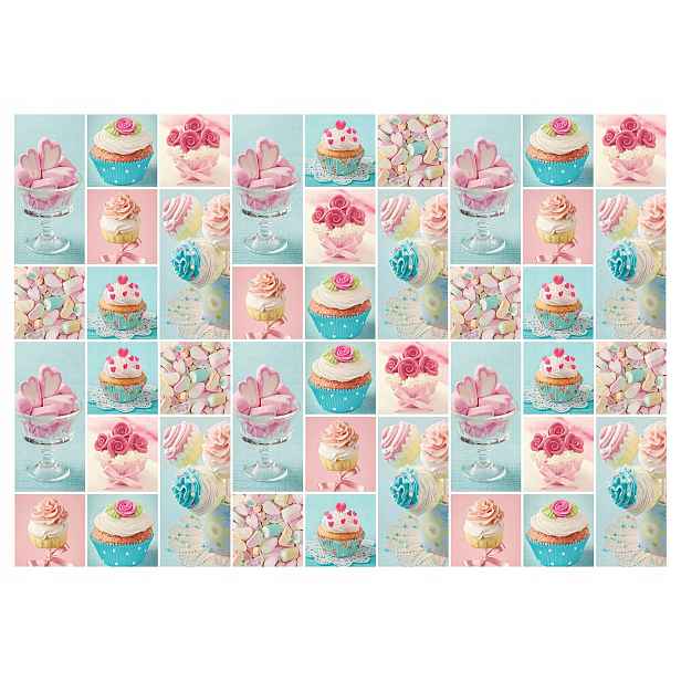 Fototapeta Sladké muffiny a pěnové dekorace pastelová 208x146 lepidlo