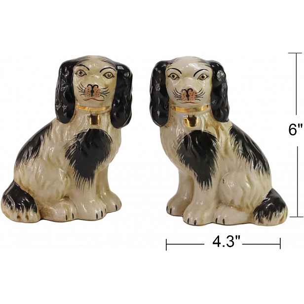 ručně malovaná porcelánová dekorace 2 figurky pejsci