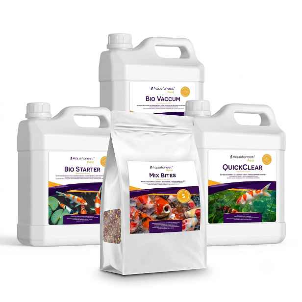 Sada Aquaforest Pond 3x 1L Dárek Krmivo Mix Bites S (1 kg)