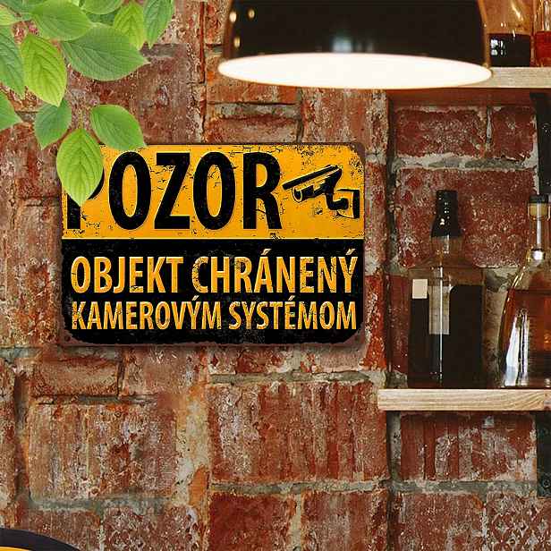 TEMU 2D Plochá, 2D Plochá , 1 Vintage Česká Varovná Tabule Bezpečnostní Kamery - 8,0 Palců X 12,0 Palců Odolná Kovová CCTV Dozorová Destička s Ikonou