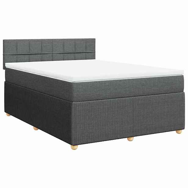 vidaXL Box spring postel s matrací tmavě šedá 160x200 cm textil