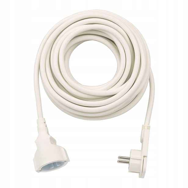 Prodlužovací Kabel 10 m s plochou úhlovou zástrčkou, bílý, do interiéru Brennenstuhl schuko