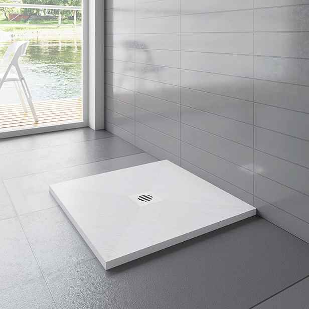 WHITE STAR sprchová vanička z litého mramoru, čtvercová 80x80x3