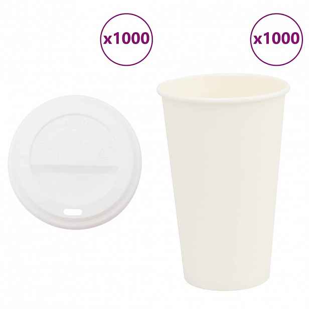 vidaXL Papírové kelímky na kávu s víčky 1000 pcs 16oz 400ml