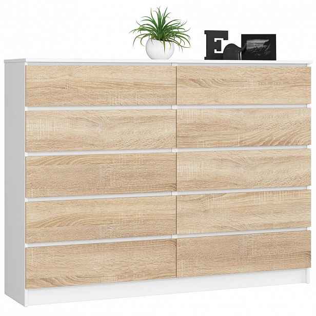 RAUMHIRSCH FURNITURE KOMODA Bílá, dub Sonoma 121/160/40