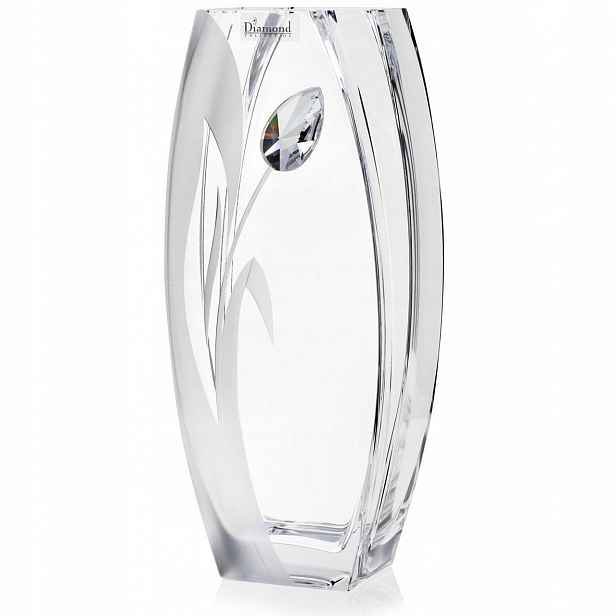 Skleněná váza s křišťálem a hranolem Tulipán Swarovski 32 cm moderní