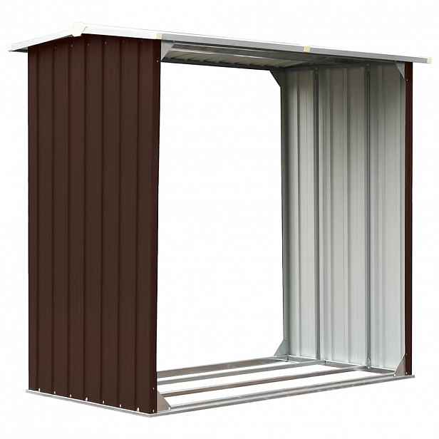 vidaXL Kůlna na dříví pozinkovaná ocel 172 x 91 x 154 cm hnědá