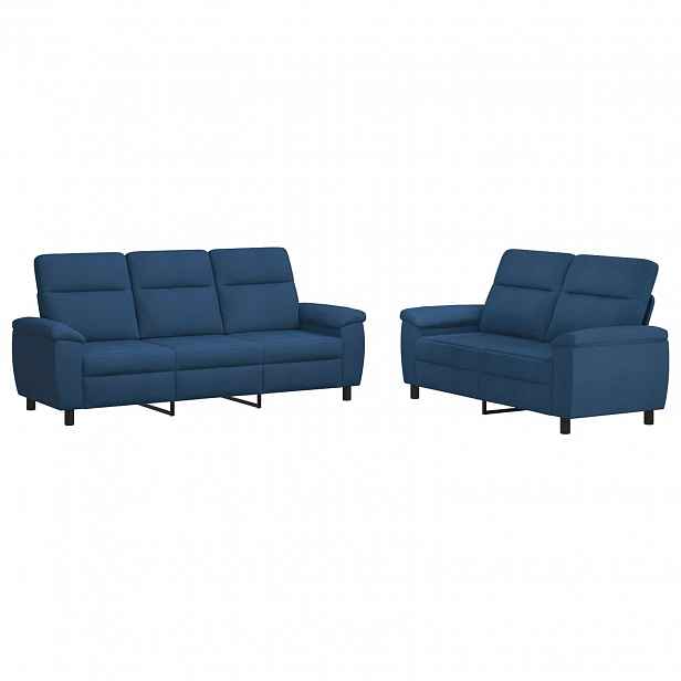 vidaXL Set pohovek 2 pcs Modrá Textil