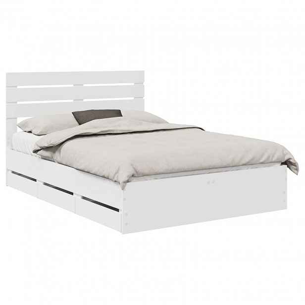 vidaXL Rám postele se zásuvkou Bílá 160 x 200 cm Inženýrské dřevo