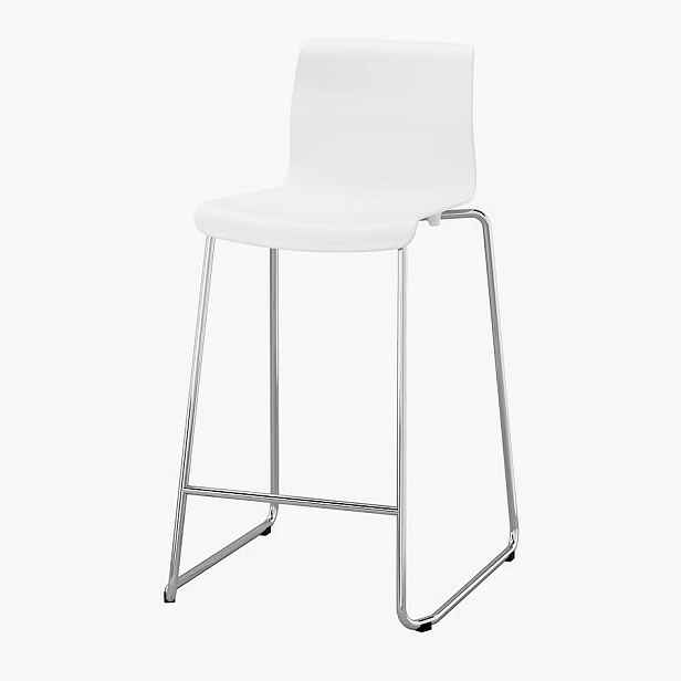 Glenn barová stolička s opěradlem, výška desky bílá, chrom, 66 cm