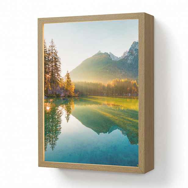 OnlyWow NÁSTĚNNÁ LAMPA S AKUMULÁTOREM Jezero - Les - Hory - Příroda - Slunce - Krajina 30x40 cm