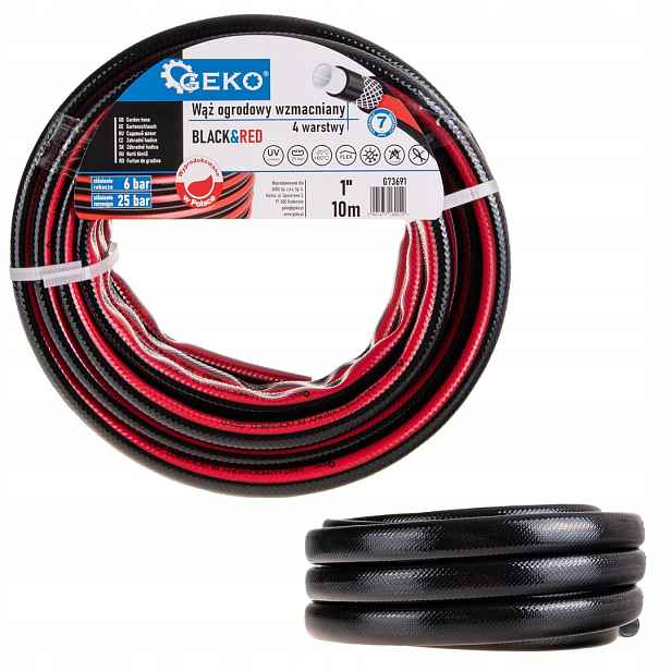 Zesílená zahradní hadice Black&red 1" 10 m