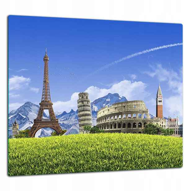Skleněná Ochranná Deska Panel Lepidlo 65x60 Město