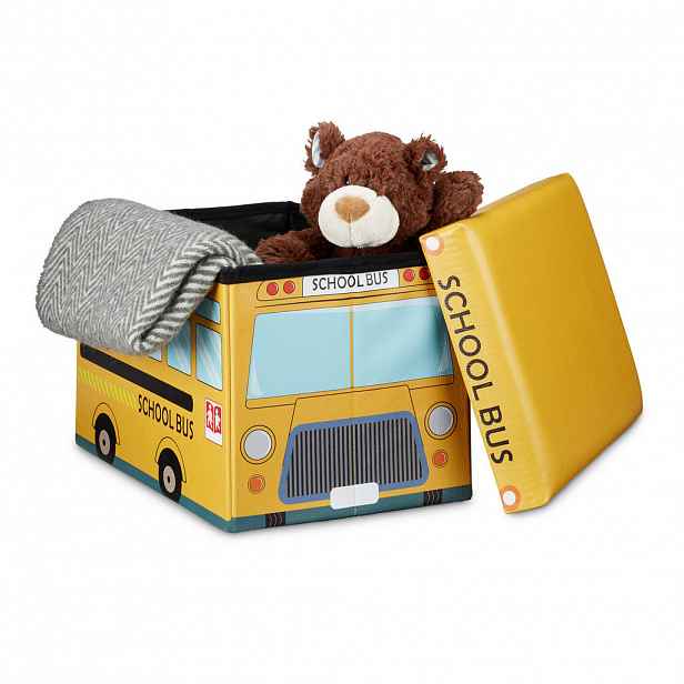 Relaxdays TRUHLA Vícebarevná motiv školní autobus 37 L