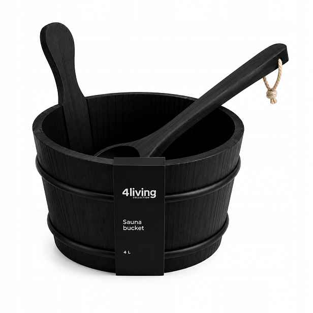 Sada do sauny 4Living Black ceber 4L naběračka