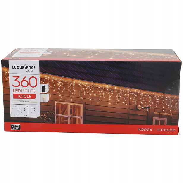 360xLED Sople Vánoční osvětlení 12m teplá bílá na terasu zahrada balkon