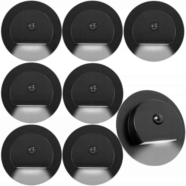 8 X Černá Led Schodišťová Lampa, Schodišťové Osvětlení, Senzor Pohybu Soumraku