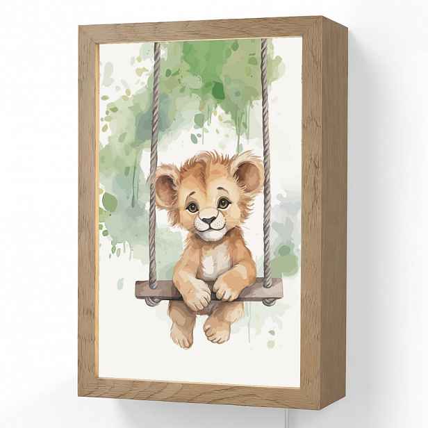 OnlyWow NÁSTĚNNÁ LAMPA Lev - Zvíře - Děti - Džungle 20x30 cm