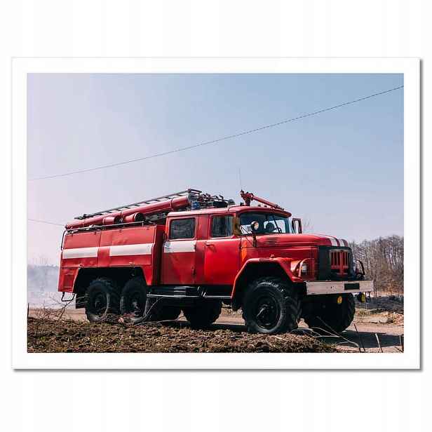 Plakáty v rámu 40x30 Červený hasičský vůz