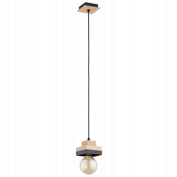 Alfa Miko závěsná lampa černá dřevo 1xE27 15W