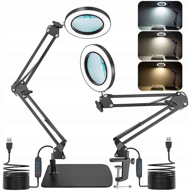 Led Lampa Sklo Lupa Kosmetická Stolní Rýsovací Lampa
