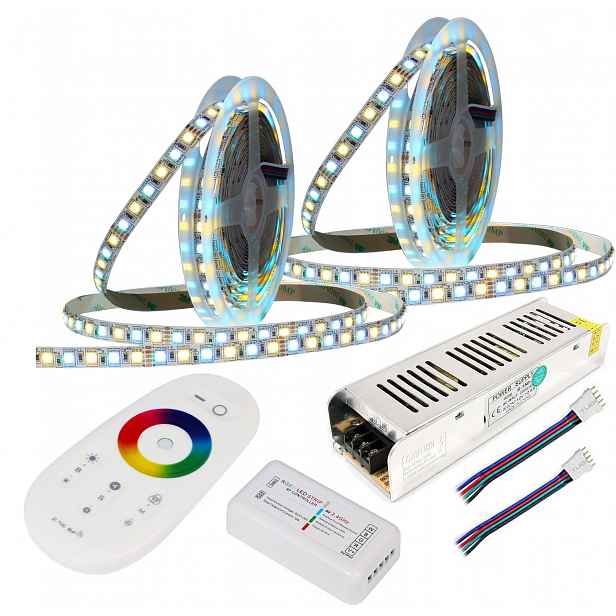 Set Led pásek Rgbw Bílý 10 m Dálkový Ovladač Rf Dotyk