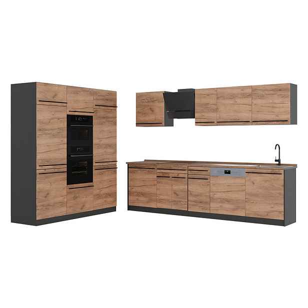 Vicco KUCHYŇSKÝ KOUT R-Line, Zlatý mocný dub/Antracit, 180 cm pracovná doska Dub Goldkraft