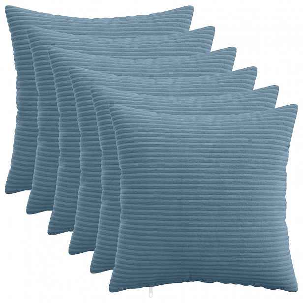 vidaXL Povlak na polštář 6 pcs HEERLEN Modrá 50 x 50 cm manšestr