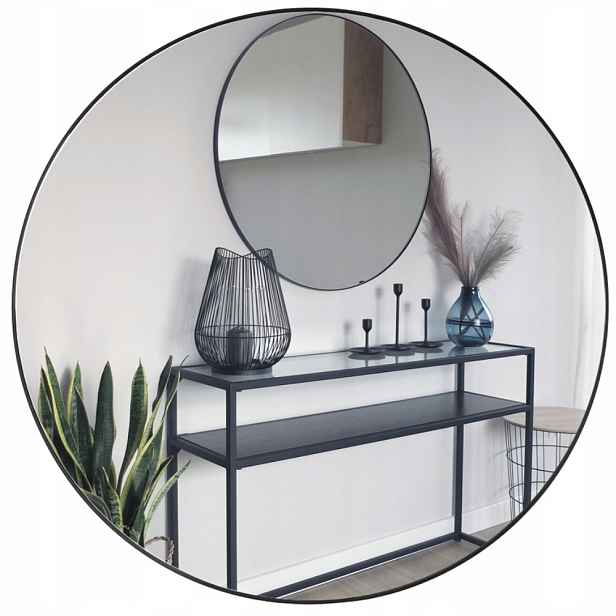 Zrcadlo Kulaté Nástěnné Černé Loft Rám 90 CM