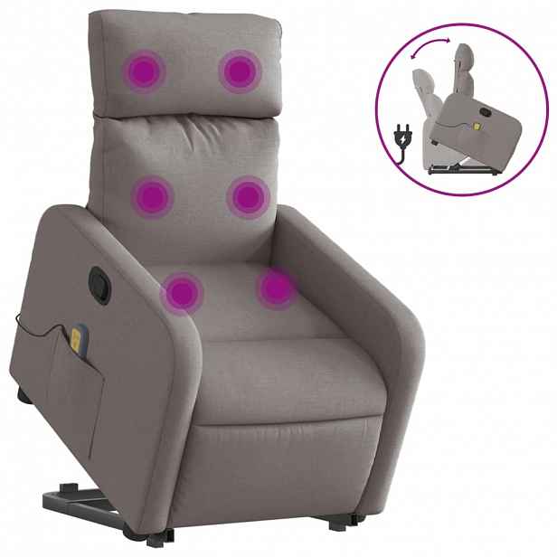 vidaXL Zvedací masážní polohovací křeslo taupe textil