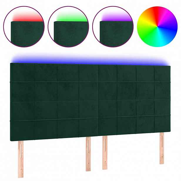 vidaXL Čelo postele s LED tmavě zelená 180x5x118/128 cm samet