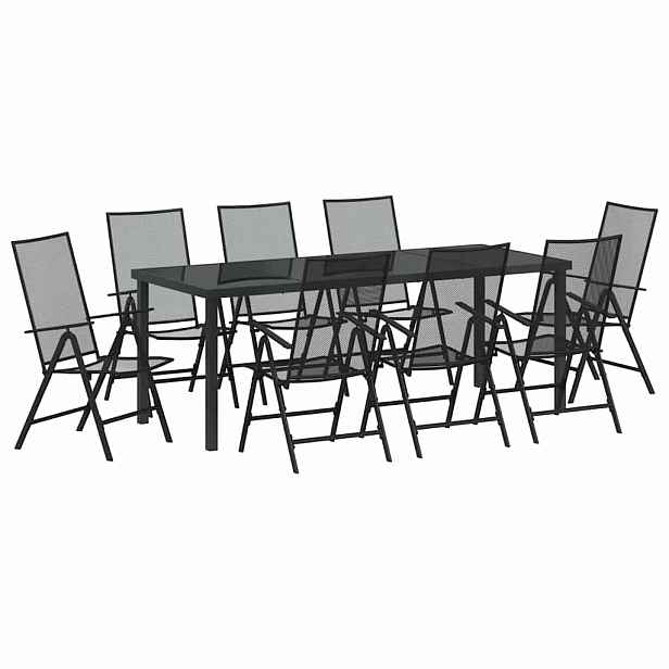 vidaXL Zahradní jídelní souprava 9 ks Antracit Práškově lakovaná ocel