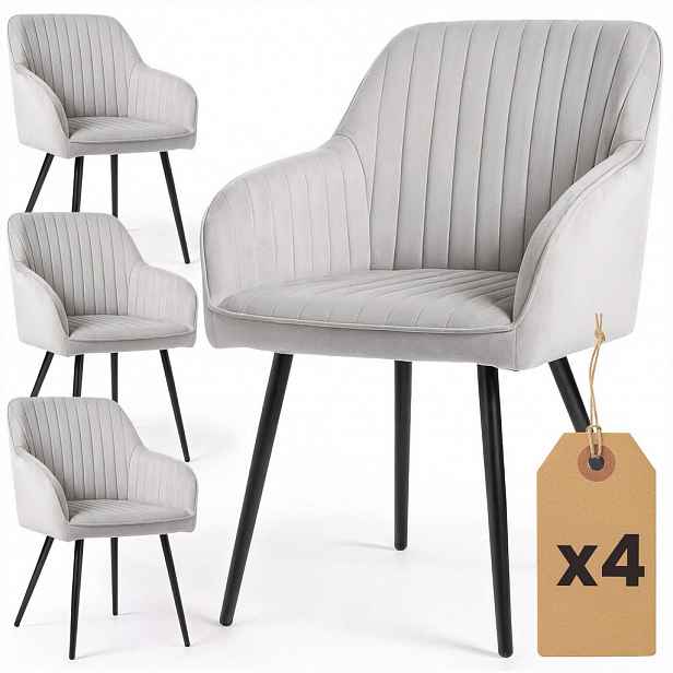 RAUMHIRSCH FURNITURE ČALOUNĚNÁ ŽIDLE, sada 4 ks, kovové nohy šedé, černé 54,5/82/58