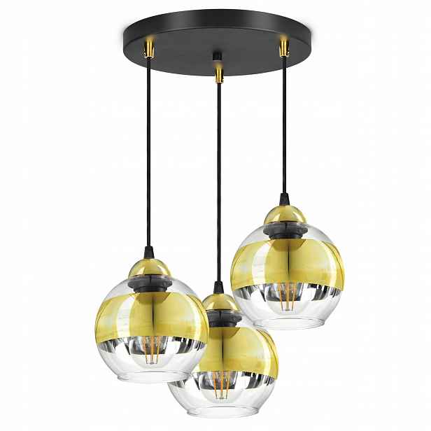 Stropní Svítidlo Lustr Černá Zlatá Glass EZ3 Led