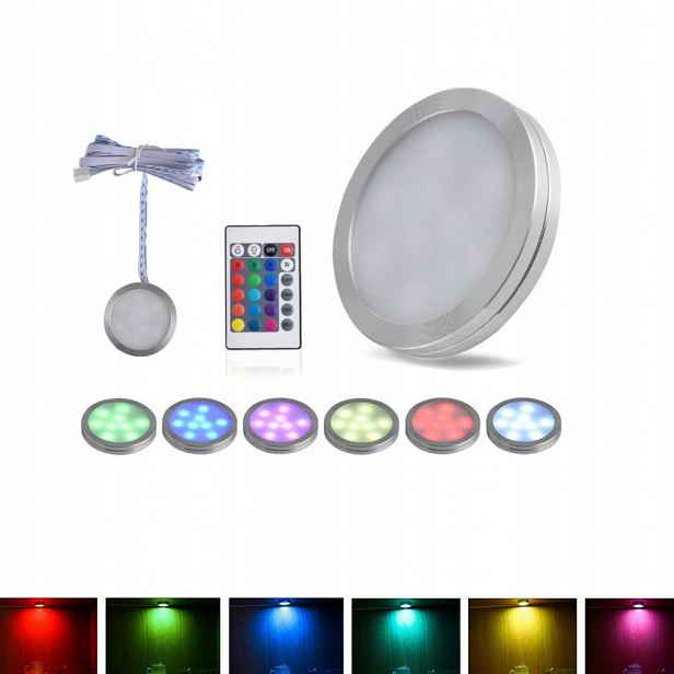 4 kusy ultratenkých podskříňkových Led lamp 12 V typu Puck pro osvětlení