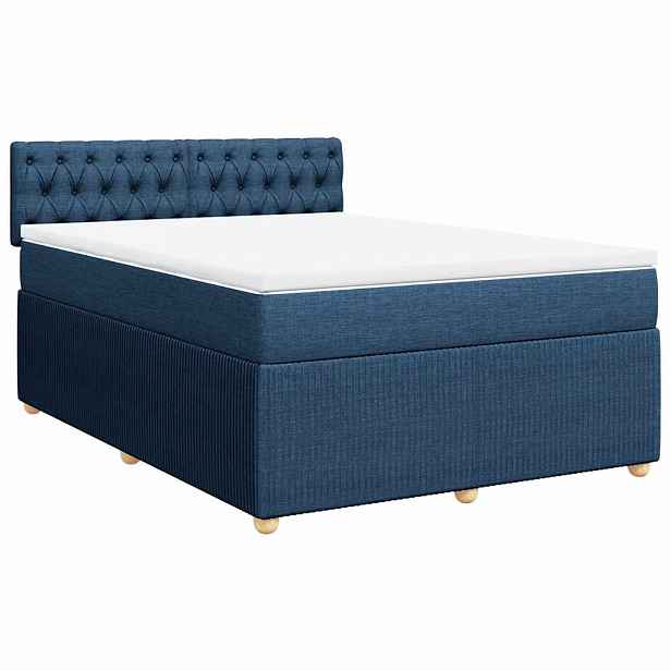 vidaXL Box spring postel s matrací modrá 160x200 cm textil