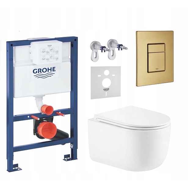 Sada Wc Stojánků Grohe Miska Wc Tornádo Imprese Tlačítko Zlatá