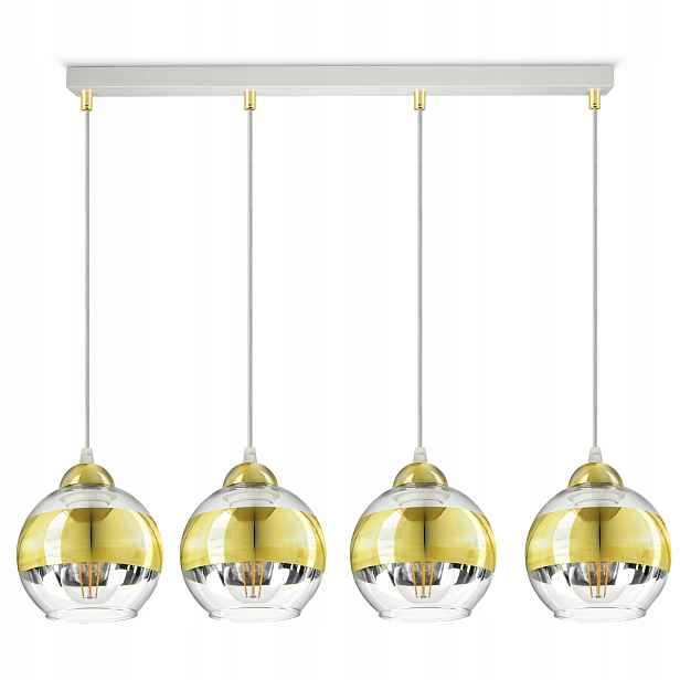 Stropní Svítidlo Bílý zlatý lustr Glass BZ4 Led