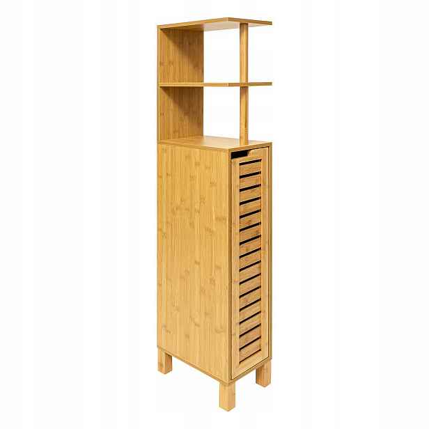 Úzká Skříňka Do Koupelny Mdf Bambus 30X19X120 CM Hnědá