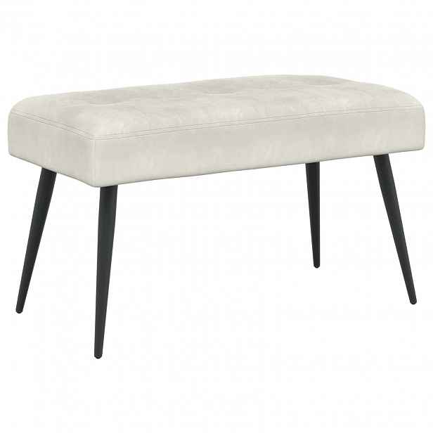 vidaXL Lavice s knoflíkovým prošíváním Krémová 80 x 40 x 46 cm Samet
