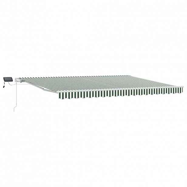 vidaXL Stahovací markýza Zelená a bílá 450 × 300 cm Látka a hliník