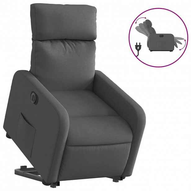 vidaXL Elektrické zvedací polohovací křeslo tmavě šedé textil